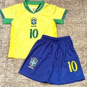 Neymar Jr Brazil Toddler Youth Soccer Jersey Kit Brasíl Footballer